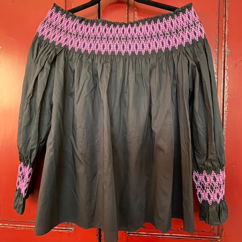 Maje Black Cold Shoulder Shift Blouse Size M